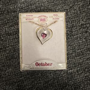 Glass Baron Crystal October Birthstone Necklace, Handcrafted, Heart Pendant